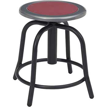 National Public Seating Swivel Stool, 18” - 24” Height Adjustable, Burgundy Seat and Black Frame