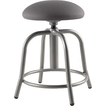 National Public Seating Designer Stool, 3&quot; Fabric Padded Charcoal Seat, Grey Frame