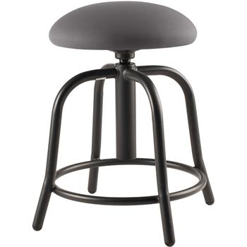 National Public Seating Designer Stool, 3&quot; Fabric Padded Charcoal Seat, Black Frame