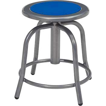 National Public Seating Swivel Stool, 18” - 24” Height Adjustable, Persian Blue Seat and Grey Frame