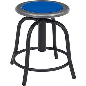 National Public Seating Swivel Stool, 18” - 24” Height Adjustable, Persian Blue Seat and Black Frame