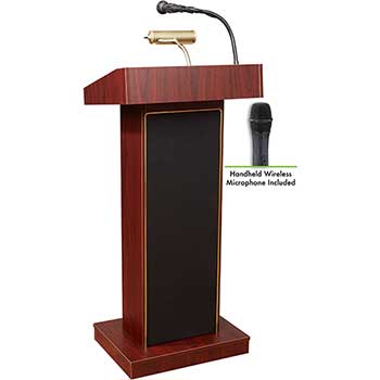 National Public Seating Oklahoma Sound&#174; Orator Lectern with Wireless Handheld Mic, Mahogany