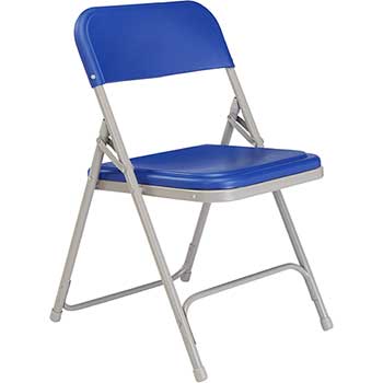 National Public Seating 800 Series Premium Lightweight Plastic Folding Chair, Blue, 4/PK