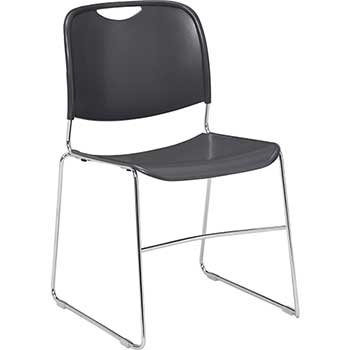 National Public Seating 8500 Series Ultra-Compact Plastic Stack Chair, Gunmetal