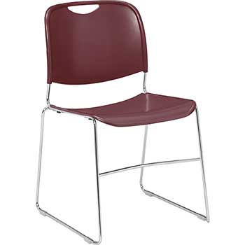 National Public Seating 8500 Series Ultra-Compact Plastic Stack Chair, Wine