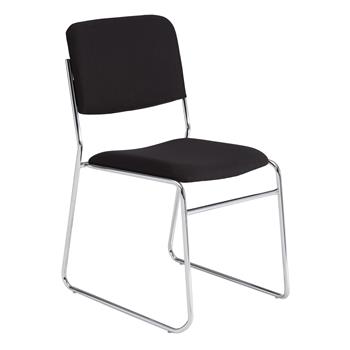 National Public Seating 8600 Series Fabric Padded Signature Stack Chair, Ebony Black
