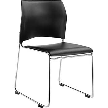National Public Seating 8700 Series Cafetorium Plush Vinyl Stack Chair, Black