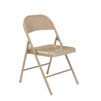 National Public Seating All-Steel Folding Chair, Beige, 4/PK