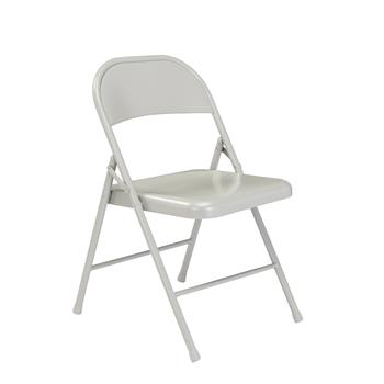 National Public Seating Basics All-Steel Folding Chair, Grey, 4 Chairs/Pack