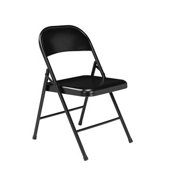 National Public Seating All-Steel Folding Chair, Black, 4/PK
