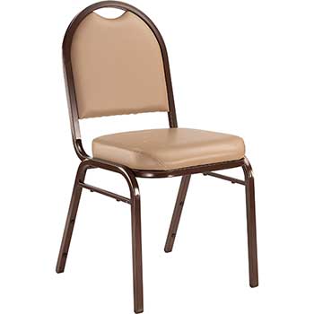 National Public Seating 9200 Series Premium Vinyl Upholstered Stack Chair, French Beige, Mocha Frame