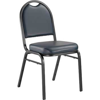 National Public Seating 9200 Series Premium Vinyl Upholstered Stack Chair, Midnight Blue Seat/Black Sandtex Frame