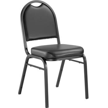 National Public Seating 9200 Series Premium Vinyl Upholstered Stack Chair, Panther Black Seat/ Black Sandtex Frame