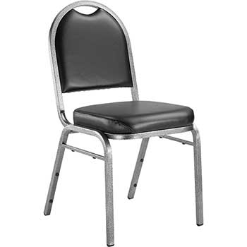 National Public Seating 9200 Series Premium Vinyl Upholstered Stack Chair, Panther Black Seat/Silvervein Frame