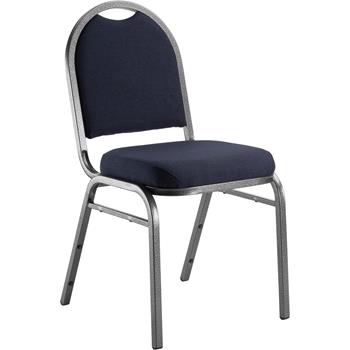 National Public Seating 9200 Series Premium Fabric Upholstered Stack Chair, Midnight Blue Seat/ Silvervein Frame
