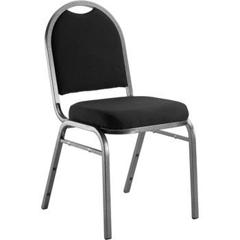 National Public Seating 9200 Series Premium Fabric Upholstered Stack Chair, Ebony Black Seat/ Silvervein Frame