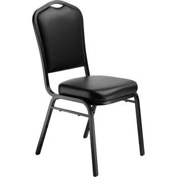 National Public Seating 9300 Series Deluxe Vinyl Upholstered Stack Chair, Panther Black Seat/Black Sandtex Frame