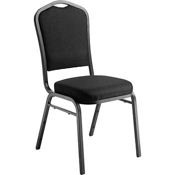 National Public Seating 9300 Series Deluxe Fabric Upholstered Stack Chair, Ebony Black/Black Sandtex Frame