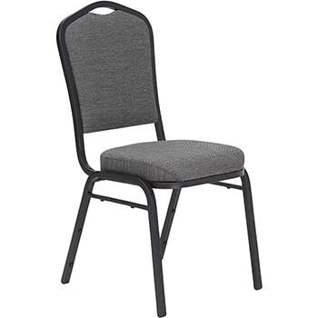 National Public Seating 9300 Series Deluxe Fabric Upholstered Stack Chair, Natural Greystone/Black Sandtex Frame