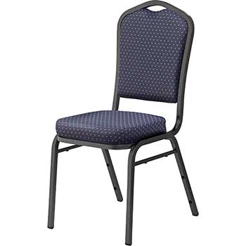 National Public Seating 9300 Series Deluxe Fabric Upholstered Stack Chair, Diamond Navy/Silvervein Frame