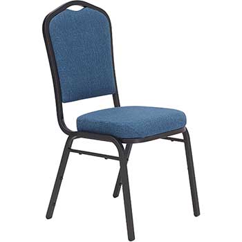 National Public Seating 9300 Series Deluxe Fabric Upholstered Stack Chair, Natural Blue/Black Sandtex Frame