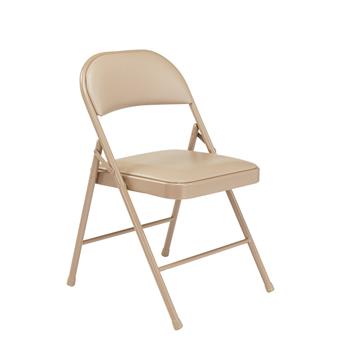 National Public Seating Basics Vinyl Padded Steel Folding Chair, Beige, 4 Chairs/Pack