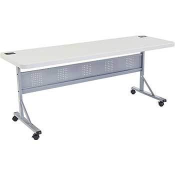 National Public Seating Flip-N-Store Training Table, 24&quot; x 72&quot;, Speckled Grey