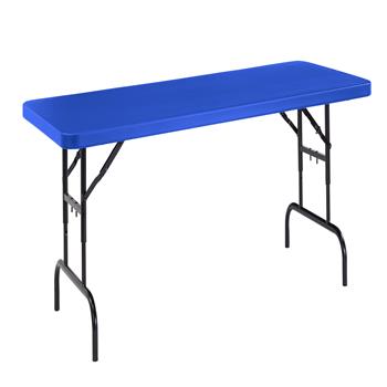 National Public Seating 30&quot; x 72&quot; Height Adjustable Heavy Duty Folding Table, Blue