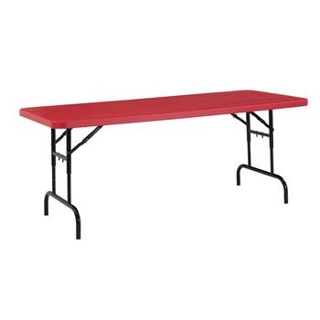 National Public Seating 30&quot; x 72&quot; Height Adjustable Heavy Duty Folding Table, Red