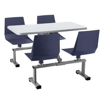 National Public Seating Cluster Swivel Booth, 61.5 in W x 48 in L x 33 in H, MDF Core, ProtectEdge, Grey Nebula Top, Navy Seat