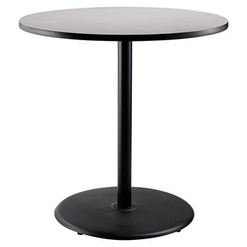 National Public Seating Cafe Table, 36 W in x 42 in H, Round Base, Particleboard Core, Gray/Black