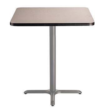 National Public Seating Square Cafe Table, 36 in W x 42 in H, X Base, Particleboard Core, Gray