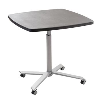 National Public Seating Caf&#233; Time Adjustable-Height Table, Charcoal Slate Top &amp; Silver Frame