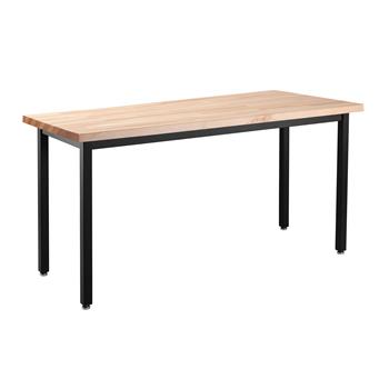 National Public Seating Heavy Duty Steel Table, 30 in W x 60 in L x 30 in H, Butcherblock, Maple/Black