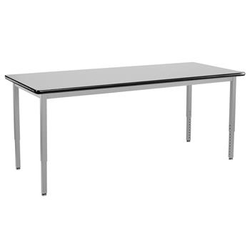 National Public Seating Heavy Duty Height Adjustable Steel Table, Gray Frame, 30 X 72, HPL Top