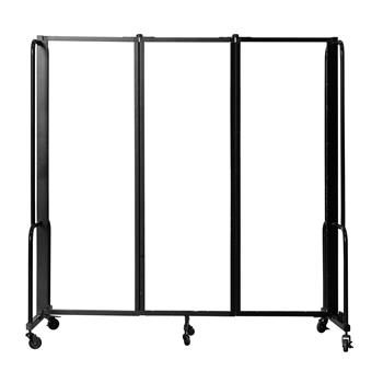 National Public Seating Room Divider, 6&#39; Height, 3 Sections, Clear Acrylic Panels