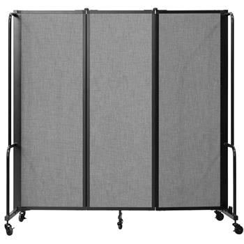 National Public Seating Room Divider, 6&#39; Height, 3 Sections, Grey