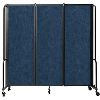 National Public Seating Room Divider, 6&#39; Height, 3 Sections, Blue