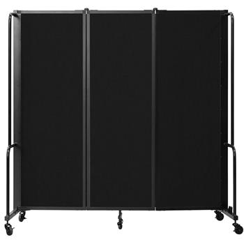 National Public Seating Room Divider, 6&#39; Height, 3 Sections, Black