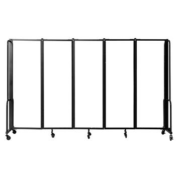 National Public Seating Room Divider, 6&#39; Height, 5 Sections, Clear Acrylic Panels