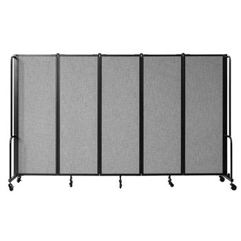 National Public Seating Room Divider, 6&#39; Height, 5 Sections, Grey