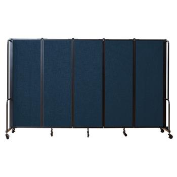 National Public Seating Room Divider, 6&#39; Height, 5 Sections, Blue