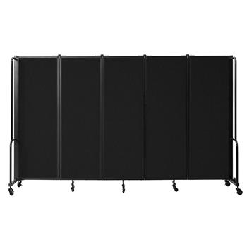 National Public Seating Room Divider, 6&#39; Height, 5 Sections, Black