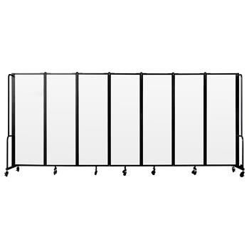 National Public Seating Room Divider, 6&#39; Height, 7 Sections, Clear Acrylic Panels