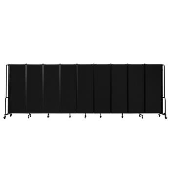 National Public Seating Room Divider, 6&#39; Height, 9 Sections, Black