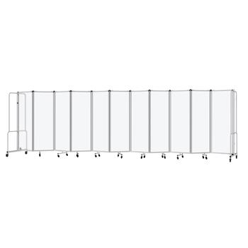 National Public Seating Room Divider, 6 ft, 11 Sections, Grey Frame, Frosted Blurred Panels