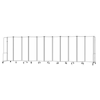 National Public Seating Room Divider, 6 ft, 11 Sections, Grey Frame, Whiteboard Panels