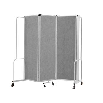 National Public Seating Room Divider, 6 ft, 3 Sections, Grey Frame, Grey Panels