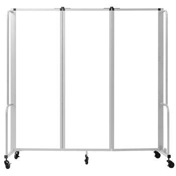 National Public Seating Room Divider, 6 ft, 3 Sections, Grey Frame, Whiteboard Panels