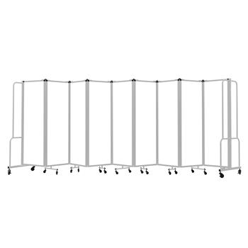 National Public Seating Room Divider, 6 ft, 9 Sections, Grey Frame, Whiteboard Panels
